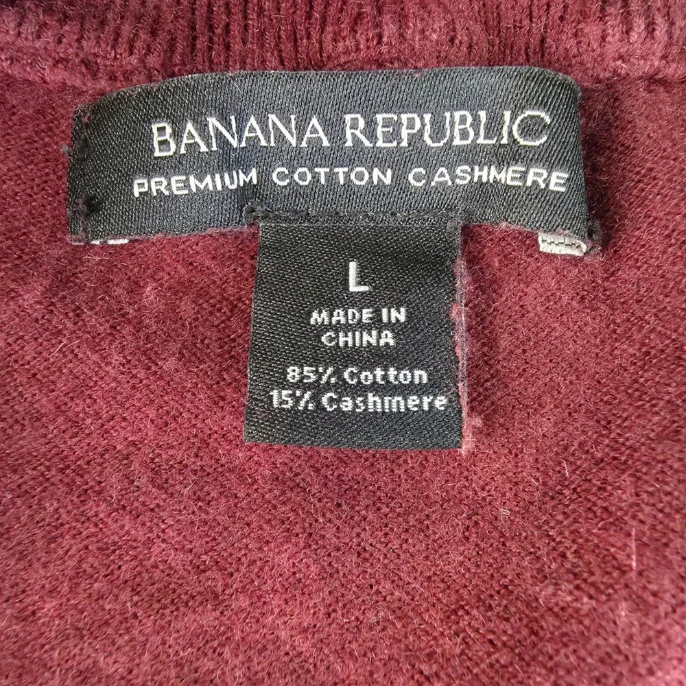 Banana Republic‎ Premium Cotton Cashmere Sweater Sz L 1/4 Zip Pullover Preppy
